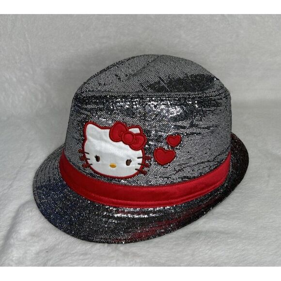 Hello Kitty Fedora Hat One Size Sparkling Red Trim Embroidery Sanrio 2012 - Picture 2 of 8